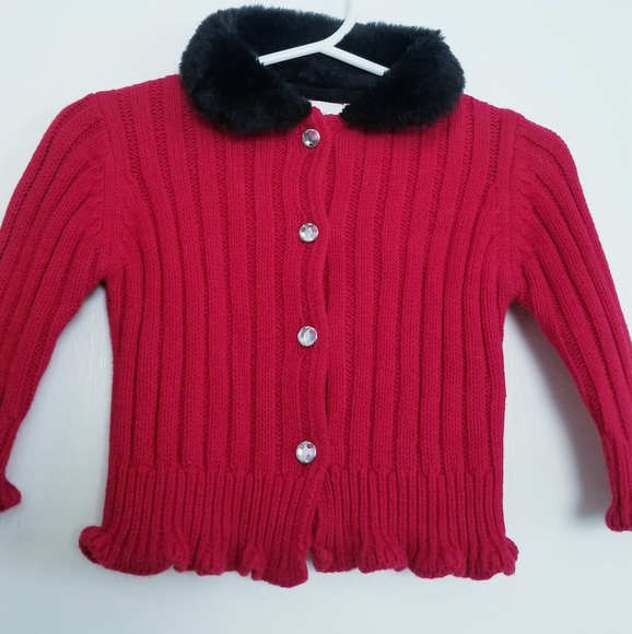 Koala Kids Baby Girl's Red Buttoned Cardigan Sweater Size 3-6 Mos - Picture 2 of 10